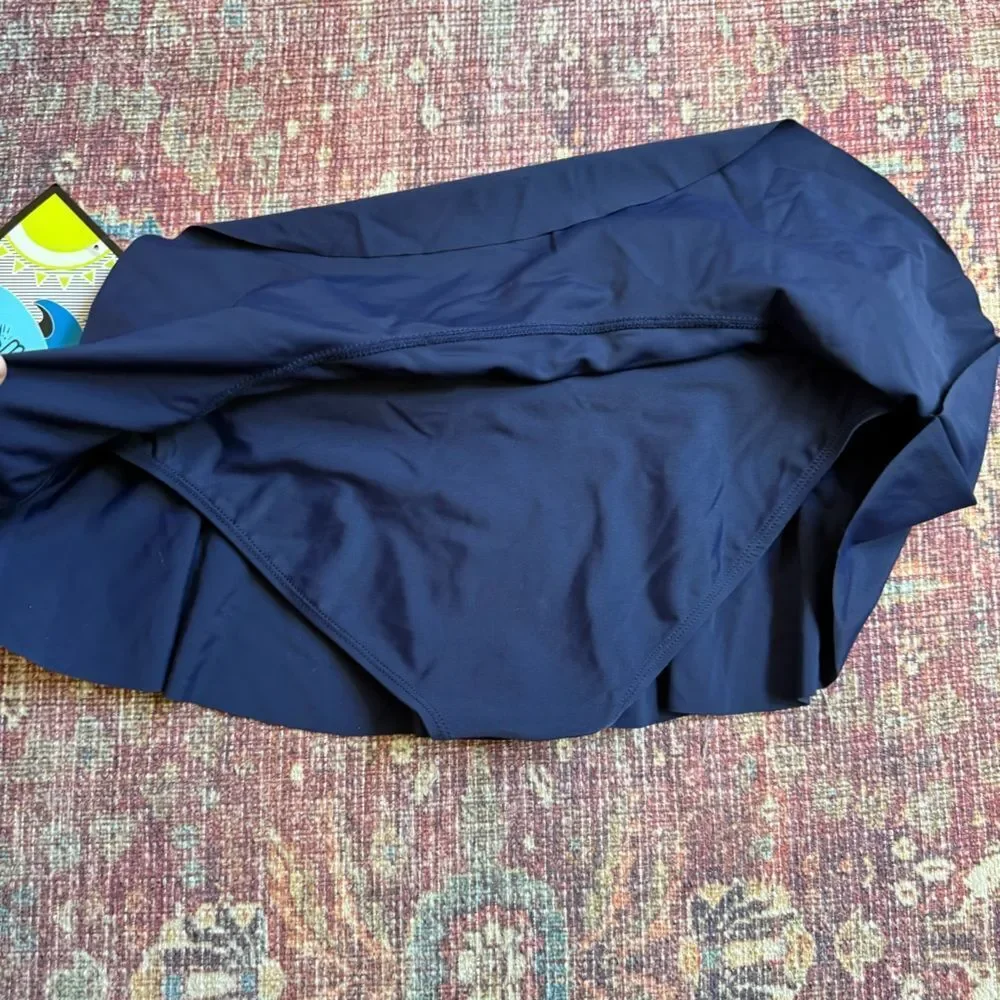 Mazu Swim Size 8 Navy Blue Ruffled Women's Swim Skirt